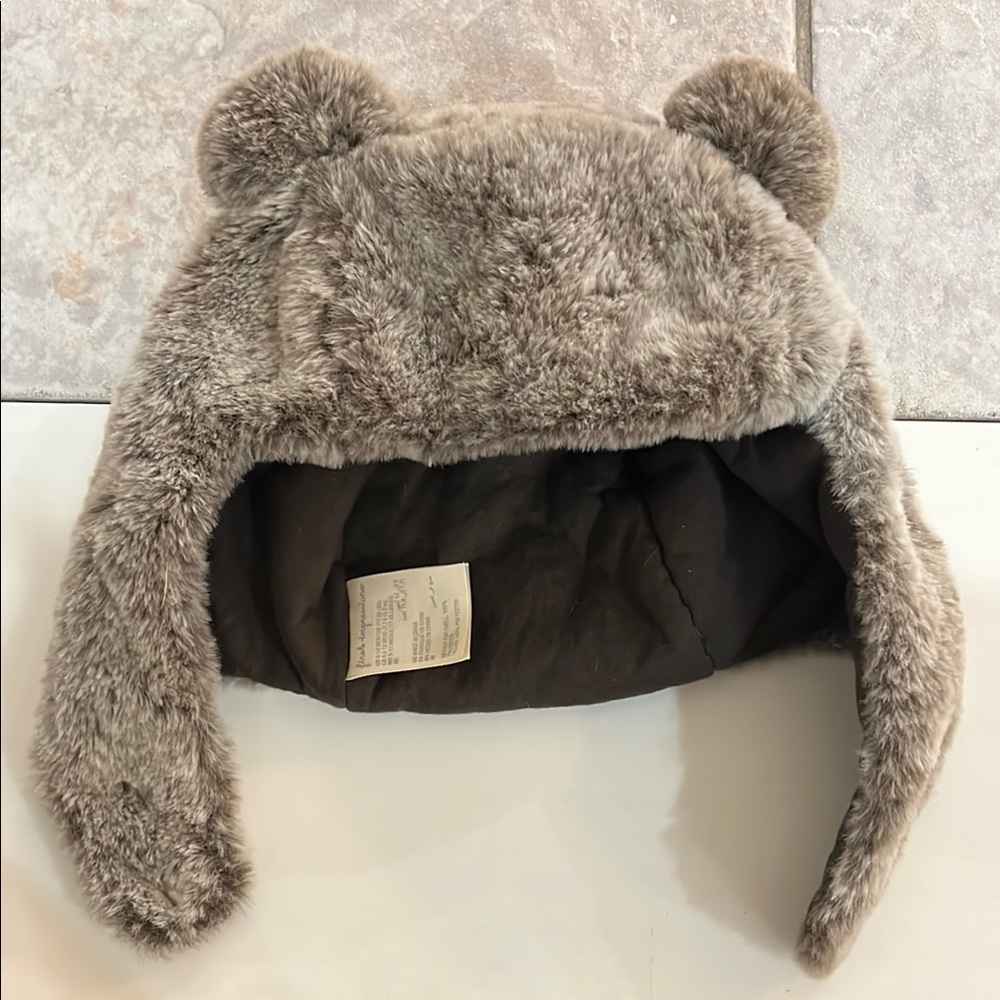 Cozy Faux Fur Bear Ear Hat for Kids - Gray